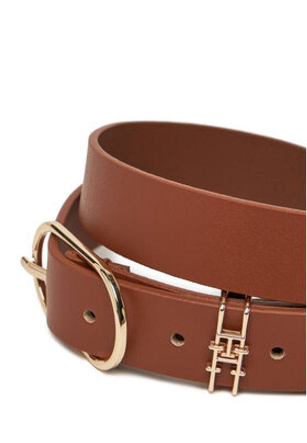 TOMMY HILFIGER - Tommy Hilfiger Pasek Damski Feminine 2.5 AW0AW17494 Brązowy. Kolor: brązowy. Materiał: skóra