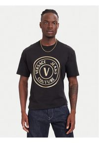 Versace Jeans Couture T-Shirt 80GAHT02 CJ00T Czarny Regular Fit. Kolor: czarny. Materiał: bawełna #1