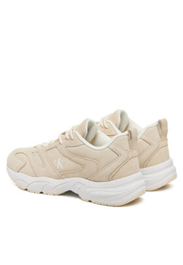 Calvin Klein Jeans Sneakersy Retro Tennis Low Mg Mix Media Wn YW0YW01639 Écru. Materiał: zamsz, skóra