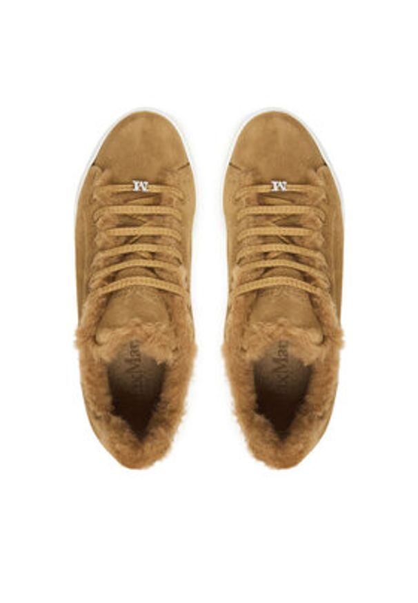 Max Mara Sneakersy Tmaxi 2524766112650 Brązowy. Kolor: brązowy. Materiał: skóra, zamsz