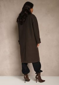 Renee - Brązowy Elegancki Płaszcz z Wełny i Wiskozy o Dwurzędowym Kroju Oversize Tilisana. Kolor: brązowy. Materiał: wiskoza, wełna. Styl: elegancki #4