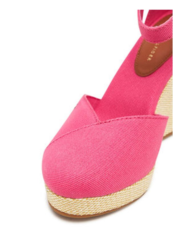 TOMMY HILFIGER - Tommy Hilfiger Półbuty Flag High Wedge Espad Closed Toe FW0FW08494 Różowy. Kolor: różowy. Materiał: materiał