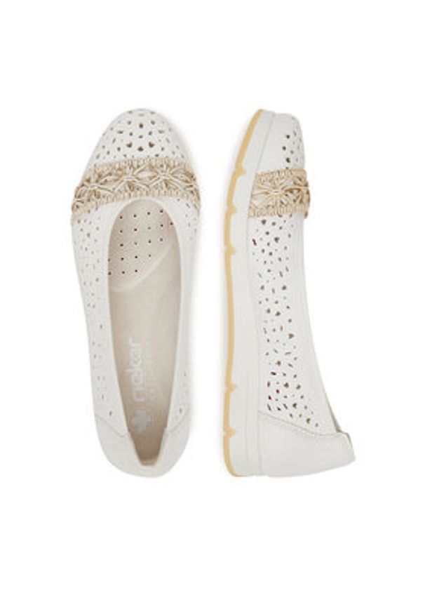 Rieker Baleriny CEO-L3062-80 Biały. Kolor: biały. Materiał: materiał