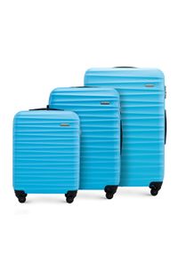 Wittchen - Zestaw walizek z ABS-u z żebrowaniem niebieski. Kolor: niebieski. Materiał: guma #1