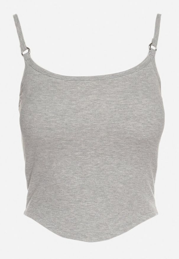 Born2be - Szary Top na Regulowanych Ramiączkach Deviosa. Okazja: na co dzień. Kolor: szary. Materiał: materiał. Długość rękawa: na ramiączkach. Styl: casual, klasyczny, elegancki