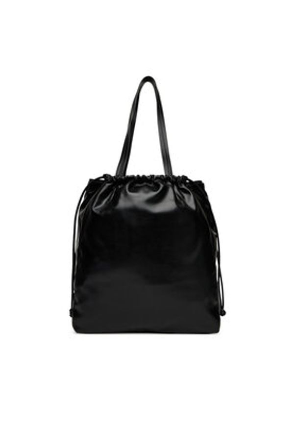 Calvin Klein Torebka Drawstring Tote LV04K3159G Czarny. Kolor: czarny. Materiał: skórzane