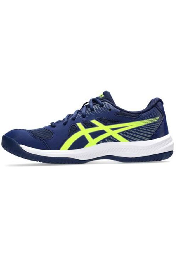 Buty treningowe męskie Asics Upcourt 6. Zapięcie: sznurówki. Kolor: żółty, wielokolorowy, niebieski. Materiał: materiał, syntetyk, tkanina. Szerokość cholewki: normalna