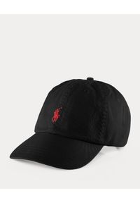 Ralph Lauren - RALPH LAUREN - Czarna czapka z haftowanym logo. Kolor: czarny. Materiał: bawełna. Wzór: haft