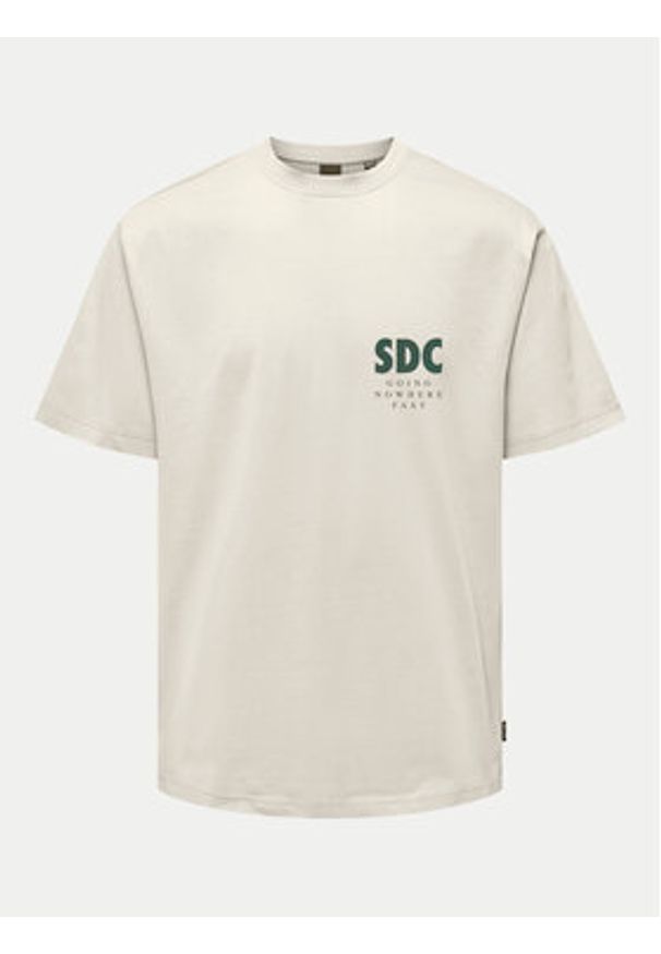 Only & Sons T-Shirt Bowen 22032071 Beżowy Relaxed Fit. Kolor: beżowy. Materiał: bawełna