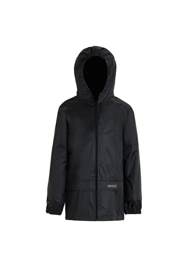 Regatta - Dziecięca Kurtka Przeciwdeszczowa Stormbreak. Kolor: czarny. Styl: sportowy. Sport: turystyka piesza