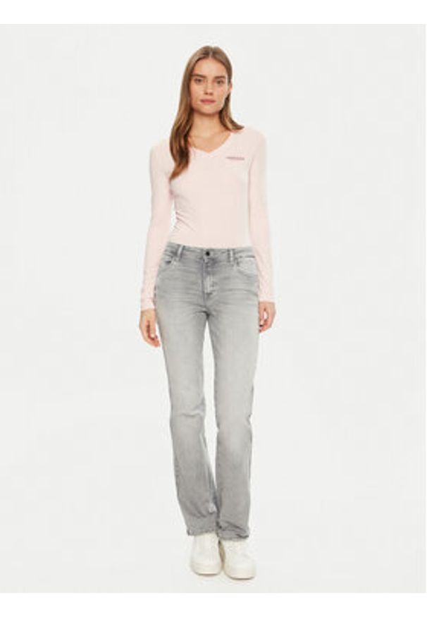 Guess Jeans Bluzka W4YI21 J1314 Różowy Regular Fit. Kolor: różowy. Materiał: bawełna