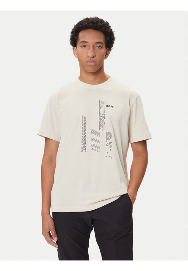 BOSS T-Shirt GRX Zone 50552184 Beżowy Relaxed Fit. Kolor: beżowy. Materiał: bawełna