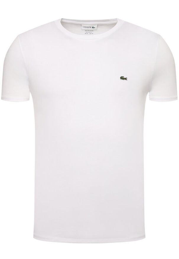 Lacoste T-Shirt TH6709 Biały Regular Fit. Kolor: biały. Materiał: bawełna