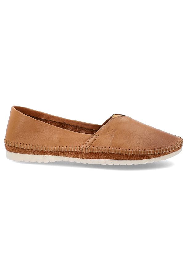 Brązowe Baleriny Maciejka Stylowe Wsuwane Obuwie Damskie. Okazja: na co dzień. Zapięcie: bez zapięcia. Kolor: brązowy. Materiał: materiał, skóra. Styl: elegancki