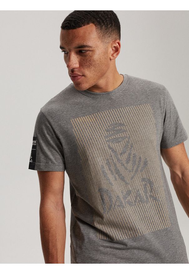 Diverse - T-shirt męski z nadrukiem DKR D 0823 S1824 - szary - Rozmiar: XXL. Kolor: szary. Materiał: wiskoza, bawełna. Wzór: nadruk