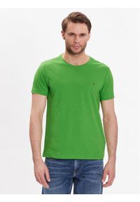 TOMMY HILFIGER - Tommy Hilfiger T-Shirt Stretch MW0MW10800 Zielony Extra Slim Fit. Kolor: zielony. Materiał: bawełna