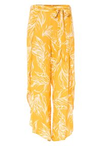 Spodnie z nadrukiem bonprix żółty w kwiaty. Kolor: żółty. Wzór: nadruk, kwiaty #1