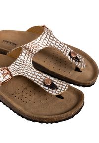 Geox Klapki "Brionia" | D15LSB00040 | Kobieta | Biały, Złoty. Nosek buta: okrągły. Kolor: złoty, wielokolorowy, biały. Materiał: skóra. Styl: klasyczny, elegancki #4