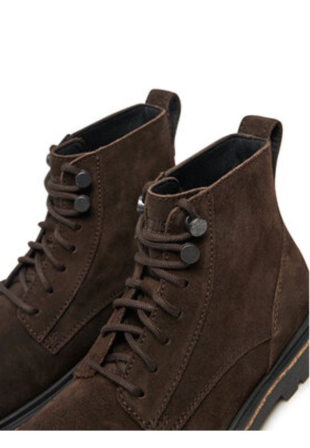 Birkenstock Botki Highwood Lace Mid W Leve 1028940 Brązowy. Kolor: brązowy. Materiał: zamsz, skóra
