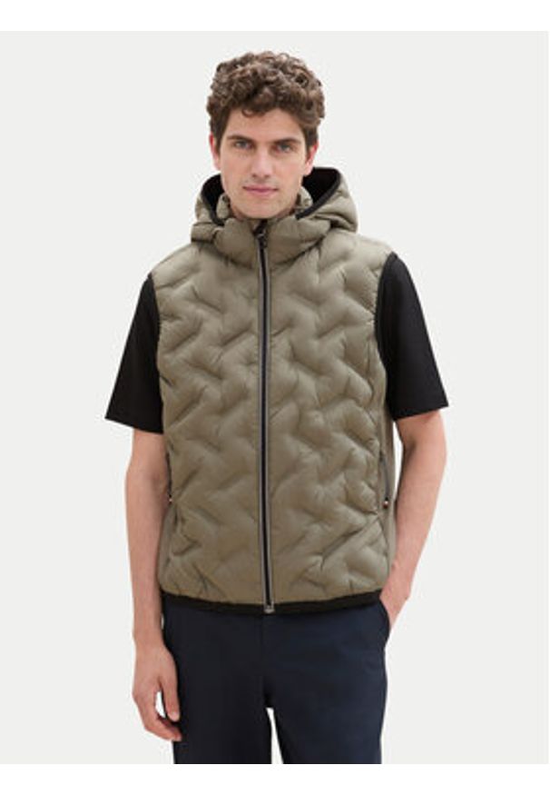 Tom Tailor Kamizelka 1041313 Zielony Regular Fit. Kolor: zielony. Materiał: syntetyk