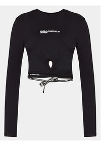 Karl Lagerfeld Jeans Bluzka 240J1703 Czarny Slim Fit. Kolor: czarny. Materiał: wiskoza