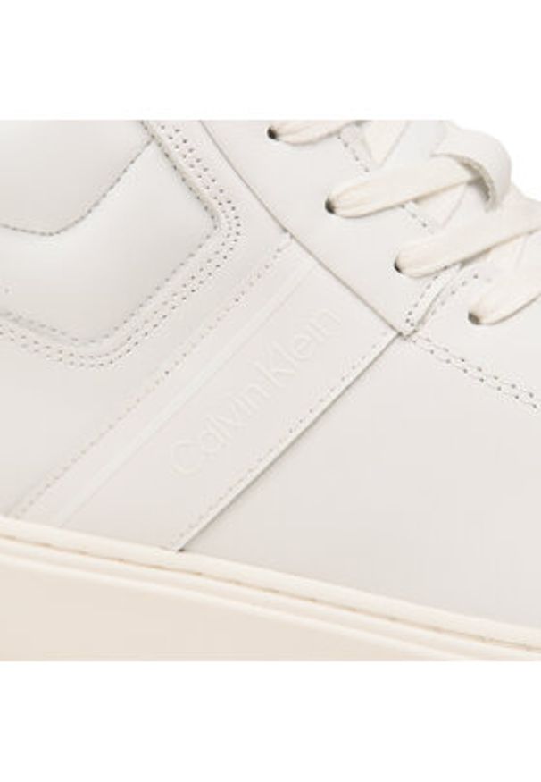 Calvin Klein Sneakersy High Top Lace Up Lth HM0HM01057 Biały. Kolor: biały. Materiał: skóra
