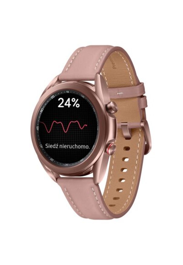 Smartwatch SAMSUNG Galaxy Watch 3 SM-R855F 41mm LTE Miedziany. Rodzaj zegarka: smartwatch. Kolor: brązowy. Materiał: skóra. Styl: elegancki