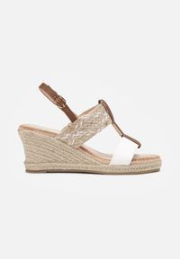 Renee - Białe Sandały na Koturnie ze Sznurka z Ozdobnym Paskiem z Imitacji Zamszu Mehna. Zapięcie: pasek. Kolor: biały. Materiał: zamsz. Sezon: lato. Obcas: na koturnie #3