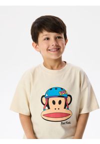 Reserved - T-shirt z nadrukiem PAUL FRANK - beżowy. Kolor: beżowy. Materiał: bawełna, dzianina. Wzór: nadruk #1