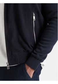 Milestone Kurtka bomber 61163860755 Granatowy Slim Fit. Kolor: niebieski. Materiał: skóra, bawełna #3