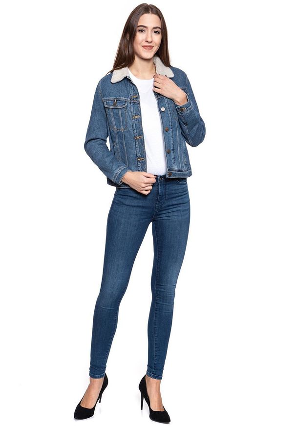 Lee - DAMSKA KURTKA ZIMOWA LEE SHERPA RIDER DARK STONEWASH L54VLJ46 112112980. Materiał: jeans. Sezon: zima