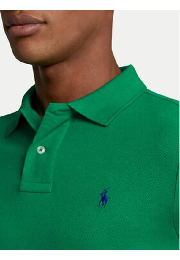 Polo Ralph Lauren Polo 710782592017 Zielony Custom Slim Fit. Typ kołnierza: polo. Kolor: zielony. Materiał: bawełna