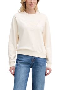 Guess - GUESS Beżowa bluza damska z cyrkoniami Triangle Lace, Rozmiar M. Okazja: na co dzień. Kolor: beżowy. Materiał: jeans, dresówka. Wzór: aplikacja. Styl: elegancki, casual, klasyczny #4