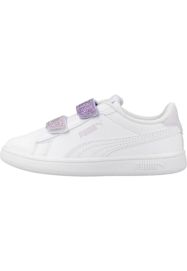 Puma Buty Smash 3. L Glitter Velcro V Ps 39560906. Kolor: biały. Materiał: tkanina, syntetyk. Sport: turystyka piesza