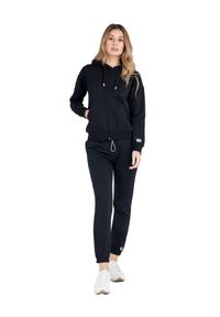 LEONE 1947 APPAREL - Neonowy damski dres z kapturem i zamkiem. Kolor: czarny. Materiał: dresówka. Sport: fitness