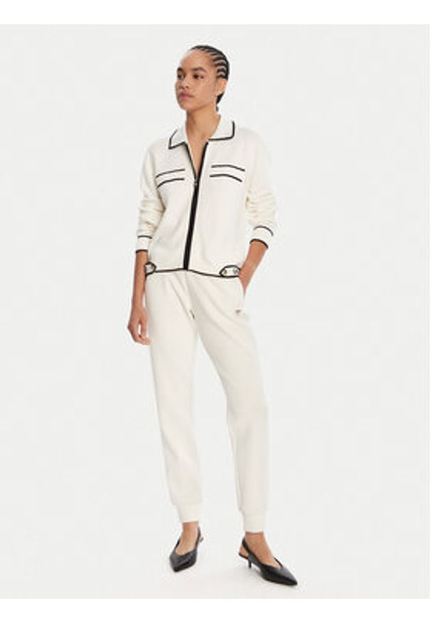 Liu Jo Sport Kardigan TF5250 MS59L Écru Regular Fit. Materiał: syntetyk. Styl: sportowy