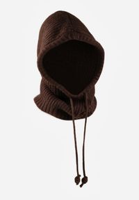 Renee - Brązowa Czapka Balaclava z Wełną i Ściągaczami Linobra. Kolor: brązowy. Materiał: wełna #1