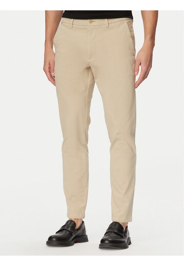 BOSS Chinosy H-Kaiton1 50543312 Beżowy Slim Fit. Kolor: beżowy. Materiał: bawełna