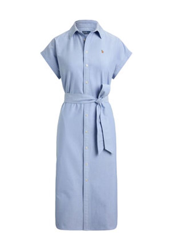 Polo Ralph Lauren Sukienka koszulowa 211A12907001 Niebieski jasny Regular Fit. Typ kołnierza: polo. Kolor: niebieski. Materiał: bawełna. Typ sukienki: koszulowe