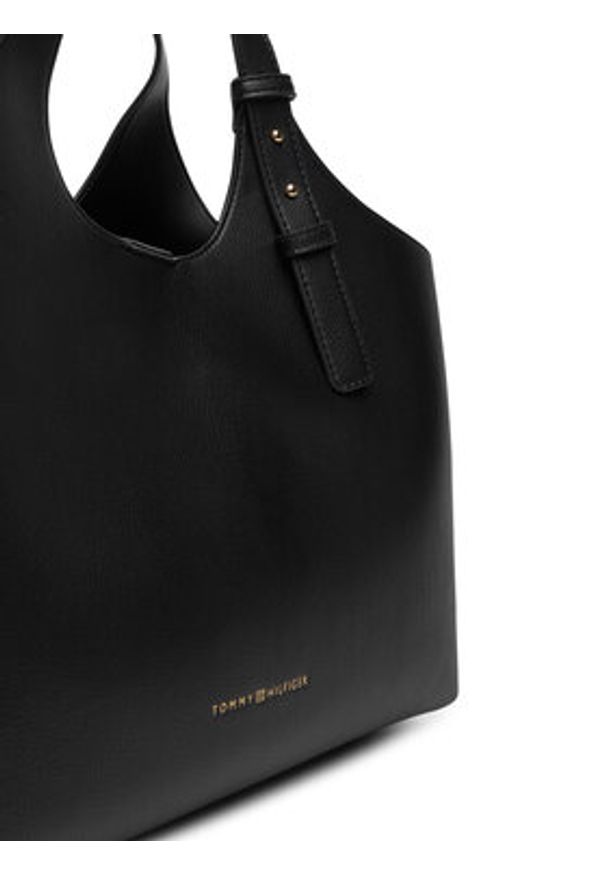 TOMMY HILFIGER - Tommy Hilfiger Torebka Th Logo Satchel AW0AW18282 Czarny. Kolor: czarny. Materiał: skórzane