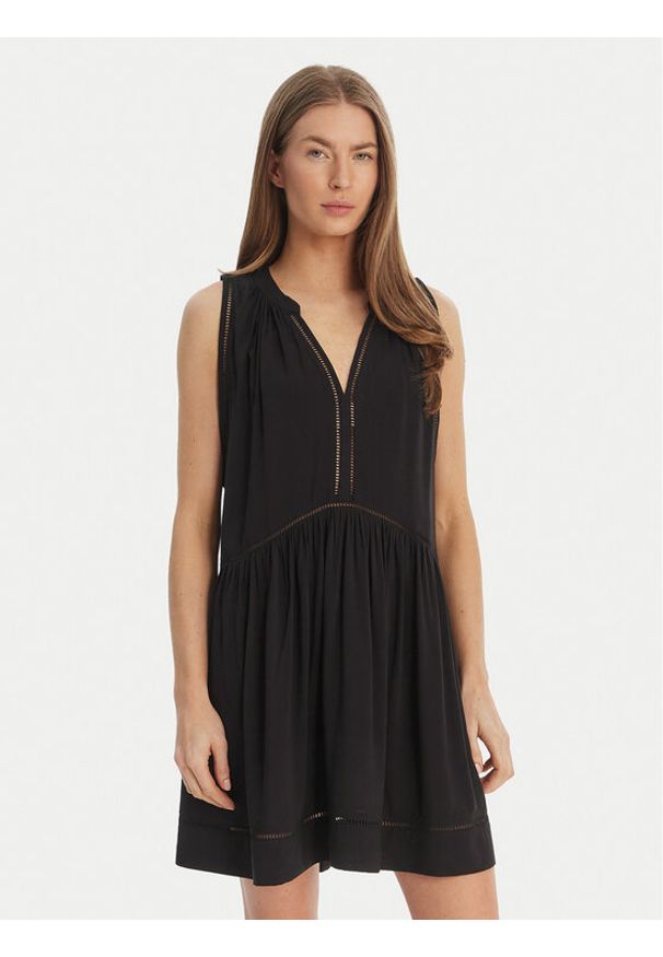 Seafolly Sukienka letnia Ladder Detail 52931-DR Czarny Relaxed Fit. Kolor: czarny. Materiał: wiskoza. Sezon: lato