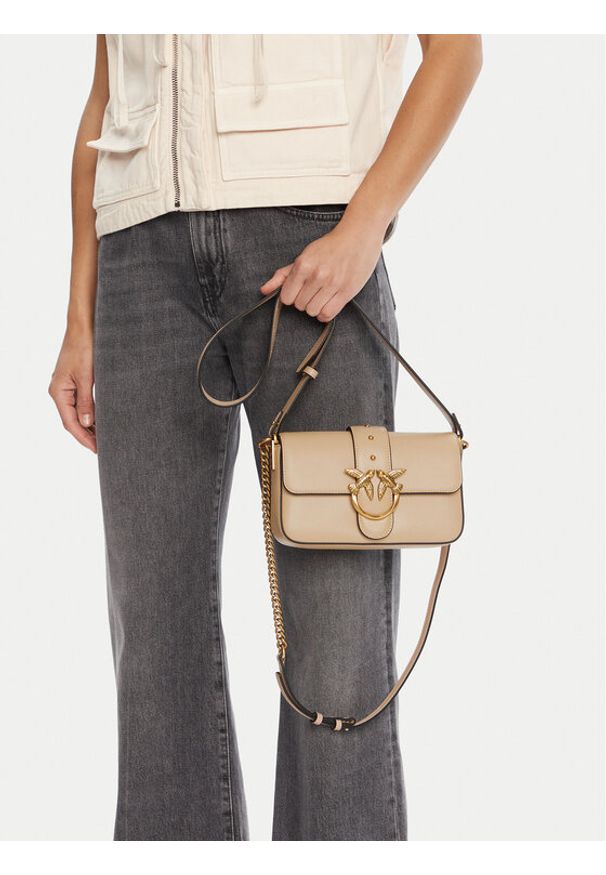 Pinko - PINKO Torebka Love One Mini Slouchy Fl PE 25 PLTT 104340 A0QO Beżowy. Kolor: beżowy. Materiał: skórzane