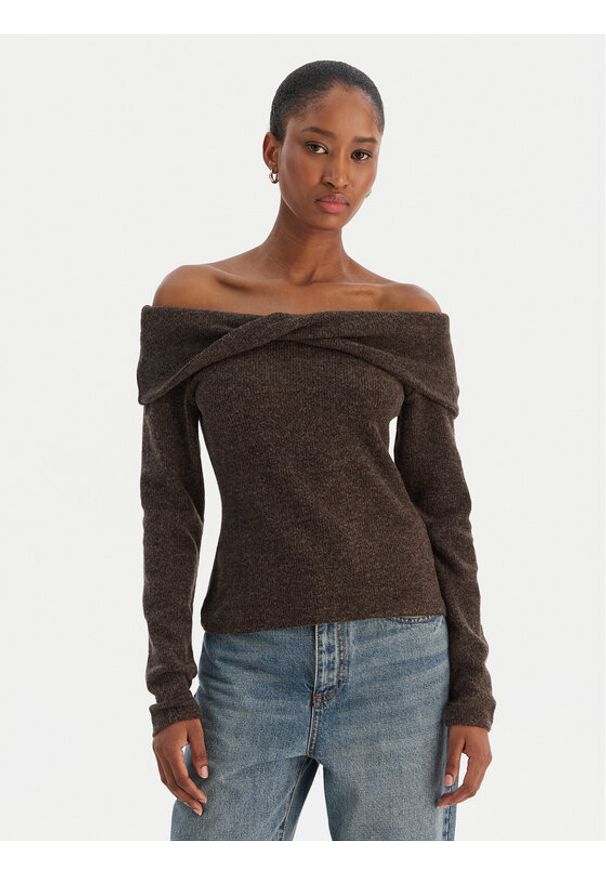 Vero Moda Sweter Kaia 10333298 Brązowy Regular Fit. Kolor: brązowy. Materiał: syntetyk
