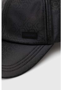 Calvin Klein czapka z daszkiem kolor czarny gładka. Kolor: czarny. Materiał: włókno, materiał. Wzór: gładki #4