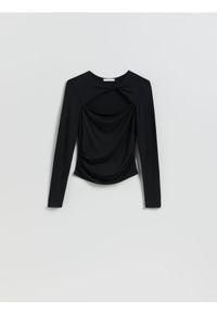 Reserved - Longsleeve z modalem - czarny. Kolor: czarny. Materiał: dzianina. Długość rękawa: długi rękaw #1