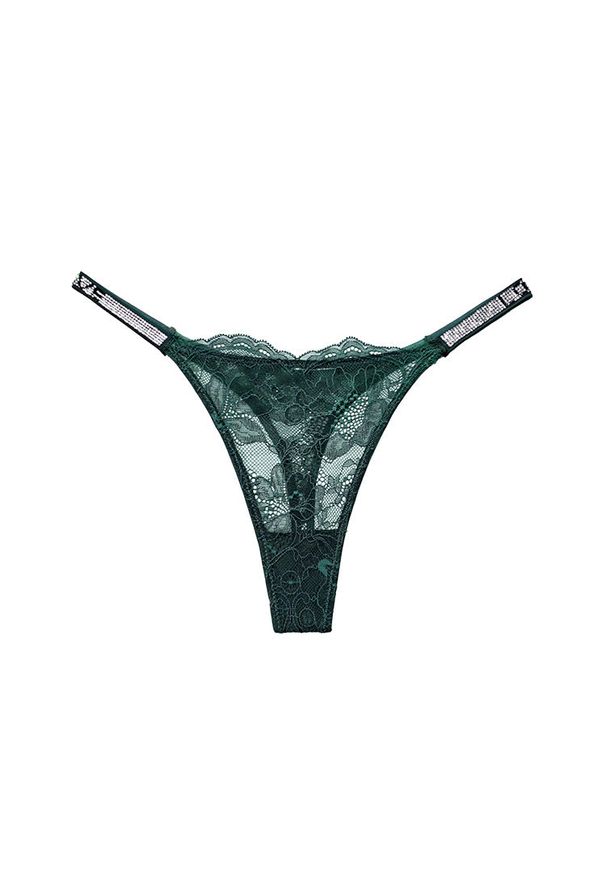 Intica - Stringi koronkowe z cyrkoniami na specjalne okazje Lovisa. Kolor: zielony. Materiał: koronka. Wzór: aplikacja