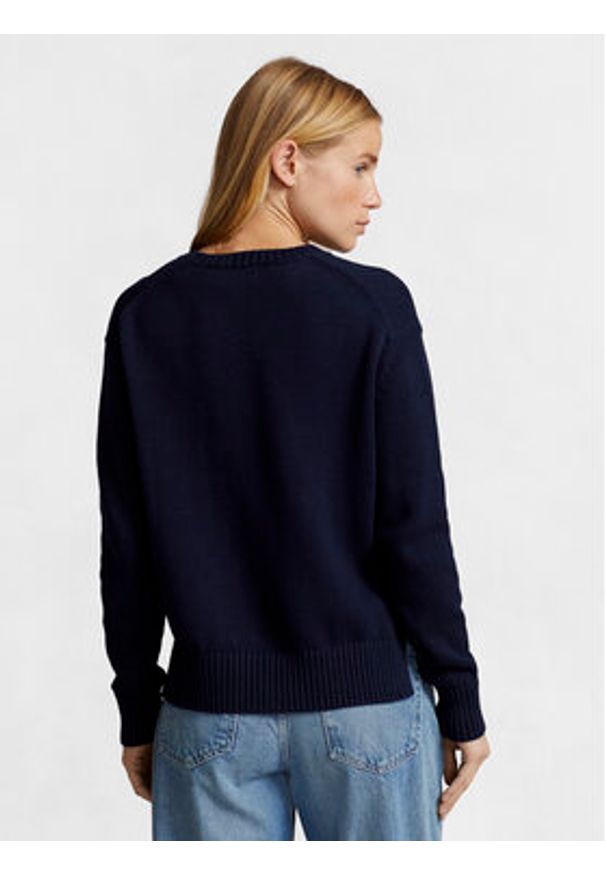 Polo Ralph Lauren Sweter Cn Po 211898583004 Granatowy Regular Fit. Typ kołnierza: polo. Kolor: niebieski. Materiał: bawełna