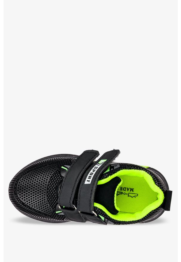 Casu - Czarne buty sportowe na rzepy casu 4-3-22-m-g. Zapięcie: rzepy. Kolor: czarny, zielony, wielokolorowy