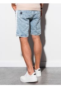 Ombre Clothing - Krótkie spodenki męskie jeansowe W221 - jasny jeans - XXL. Okazja: na co dzień. Materiał: jeans. Długość: krótkie. Wzór: kolorowy. Sezon: lato. Styl: casual, klasyczny #5