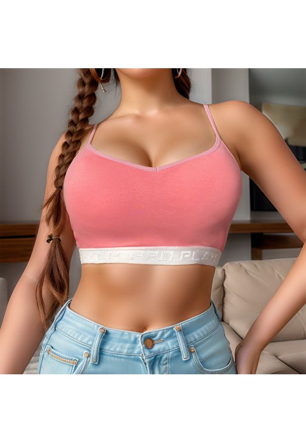 Intica - Top sportowy bez fiszbin do treningu i codziennych stylizacji Catie. Kolor: różowy. Materiał: materiał